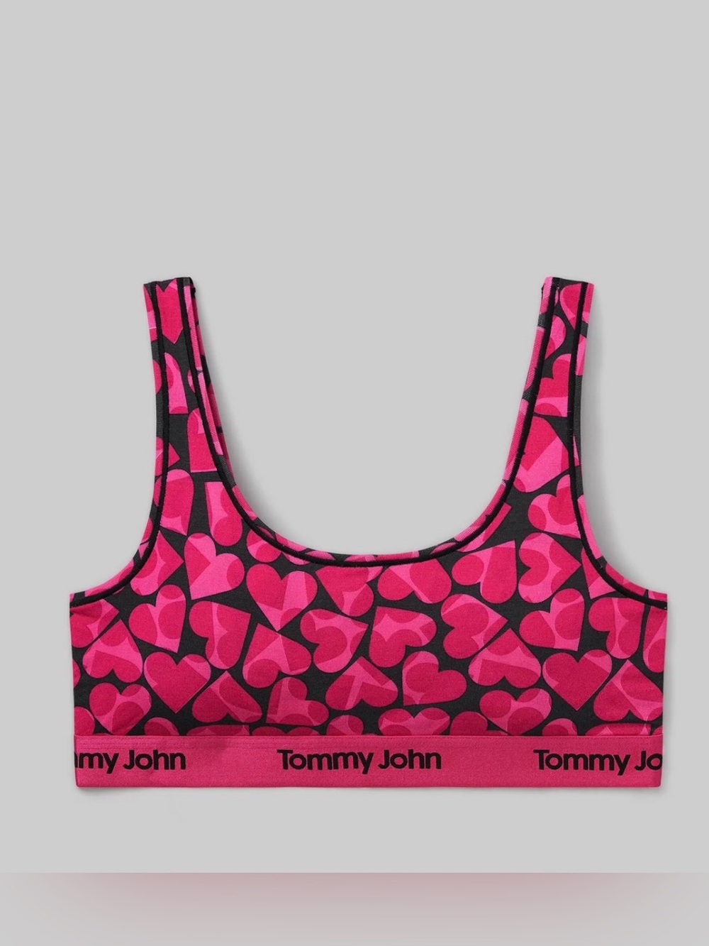 Tommy John Hot Pink Heart Print Scoop Bralette size S New